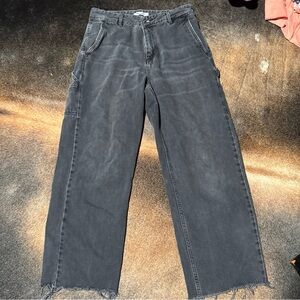 Carhartt Dungaree Pants Mens S Gray B11 Carpenter Washed Duck Work Grunge Read!
